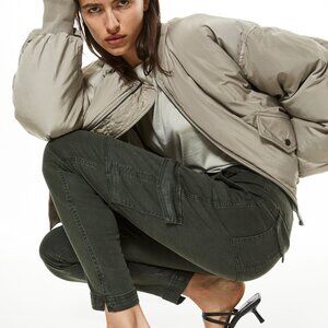 H&M Cargo Pants Skinny Ankle High Waisted Olive Green Sz 2